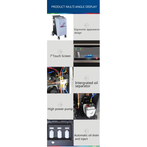 R134a Automotive Recharge AC Recovery Machine AC1800 3 Loadcells