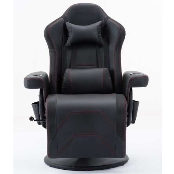 Traditional Design Luxury Gaming Chair with Cup Holder Bluetooth Speakers and Footrest