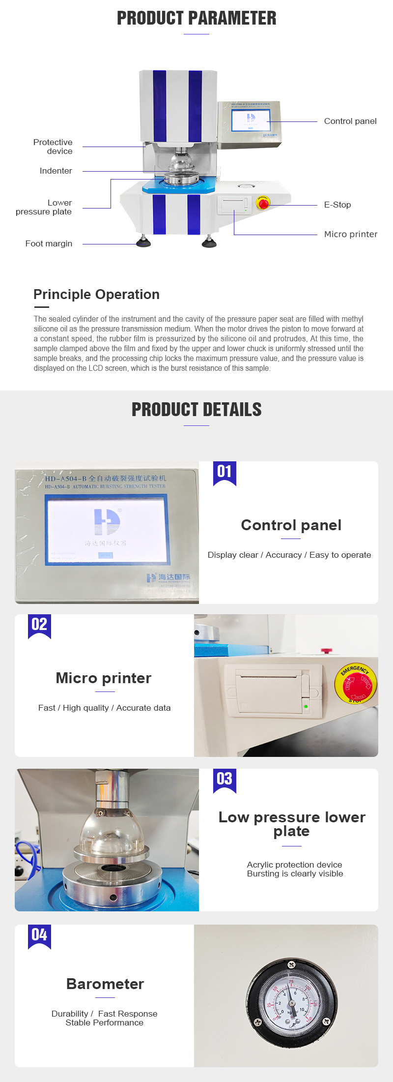 ISO Paper & Paperboard Bursting Strength Testing Machine Corrugated Paper Material Burst Pressure Test Machine