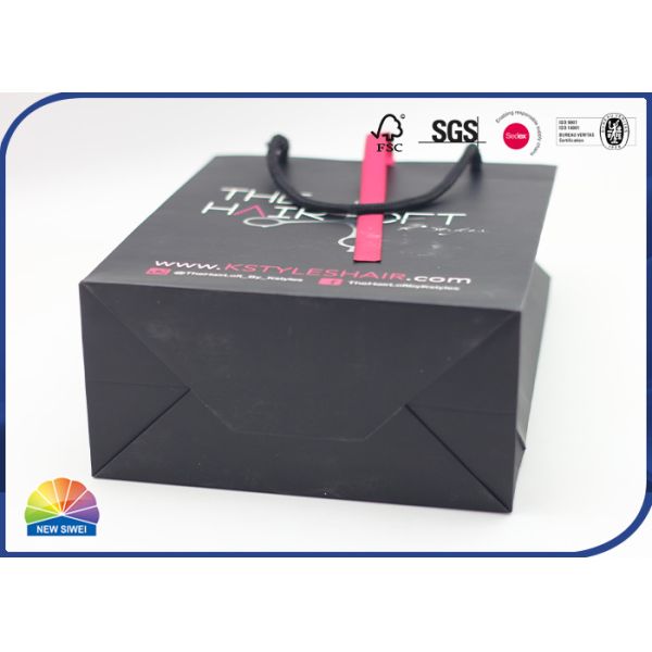 Штейновые черные бумажные веревочки хлопка хозяйственных сумок для упаковки шампуня парикмахерской