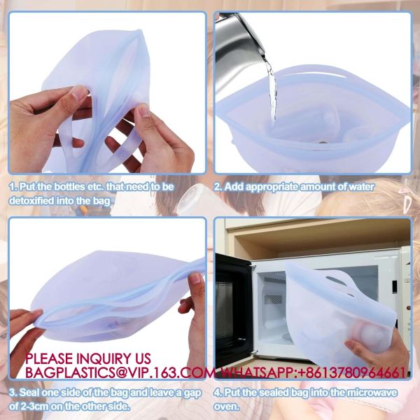 Microwave Steam Bags Bottles Reusable Silicone Microwave Steam Bags For Baby Bottles