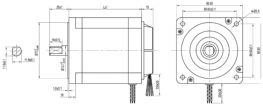 Малошумный ориентированный на заказчика Nema 34 мотора 86BLF06C 48v Dc безщеточный 2 a 0,1 ОМА