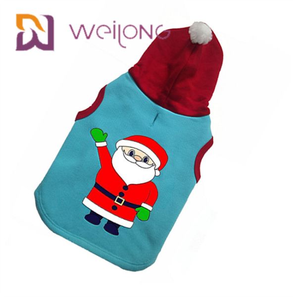 CVC Fleece Winter Pet Hoodie Clothes Christmas Cat Dog Hoodie Sweater With Santa Claus