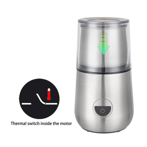 50g 100g Custom Coffee Grinder , Removeable 2 Cups Grinders Milk Frother
