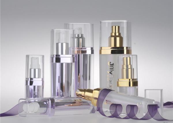 Dark Purple PMMA Airless Pump Bottles Column Shape Cosmetic Pump Bottle