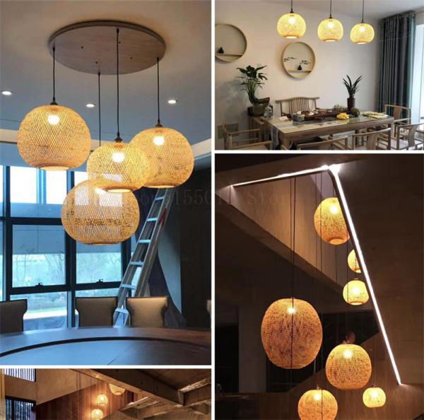 Chinese Bamboo Ball Pendant Lights Weaving Living Room Decoration Rattan Hanging Lamp(WH-WP-29)