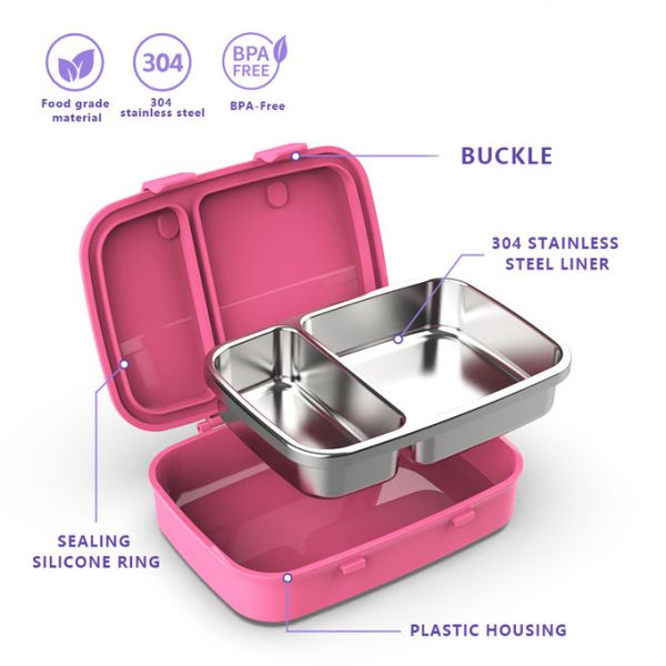 Hot And Cold Foods 800ml Metal Lunchbox Leak-Proof Metal Bento Lunch Box