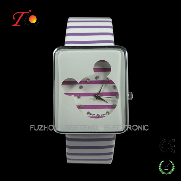Cute Mickey Mouse style lady watch hot selling watches young girl watch for promotion
