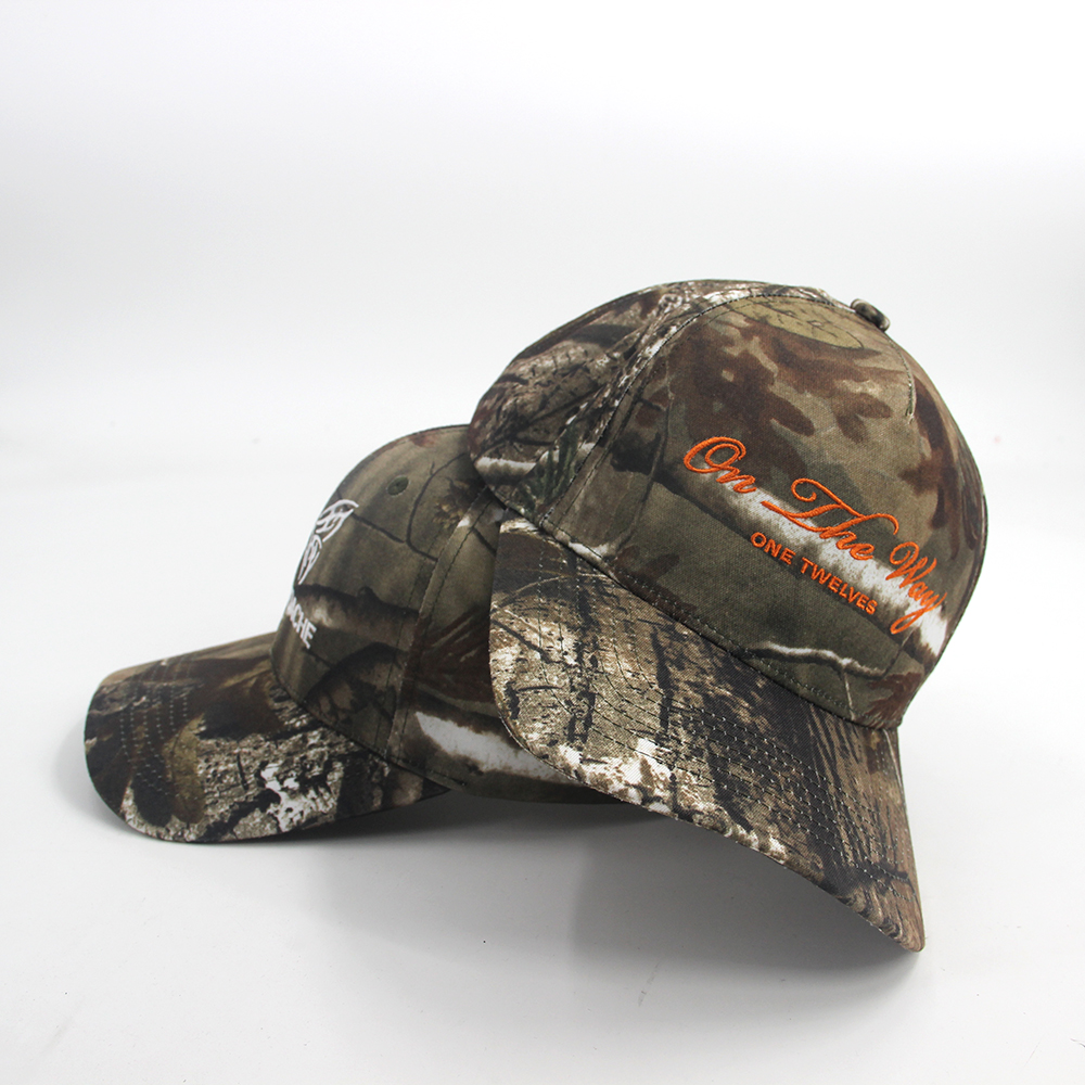 Custom Embroidered Tree Digital Baseball Caps Print Cotton polyester 5 Panel Sport Camouflage Camo Fishing