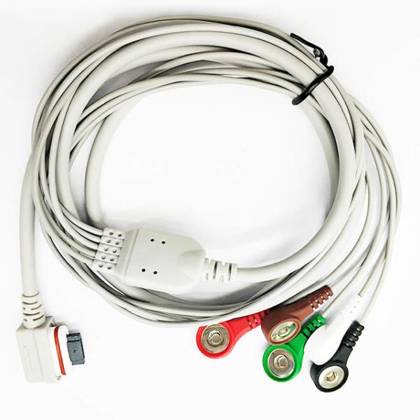Reusable GE TPU 5 leads Holter ECG Cable Insulated Monitor Connector Cable 0.17lb Weight