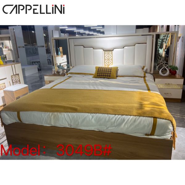 Luxury Modern King Size double king size bed Wood MDF PU Leather Material