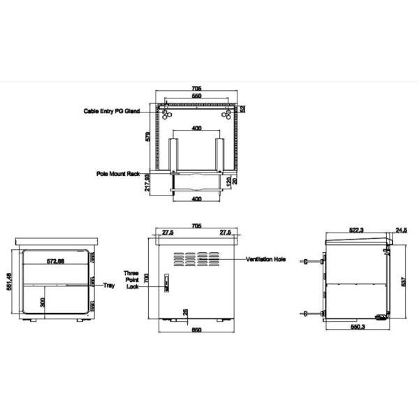приложение держателя поляка ширины глубины 650mm 550mm погодостойкое