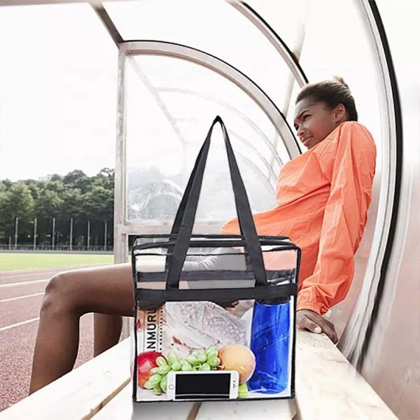 Повторно использованное водоустойчивое PVC хозяйственных сумок прозрачного плеча многоразовое