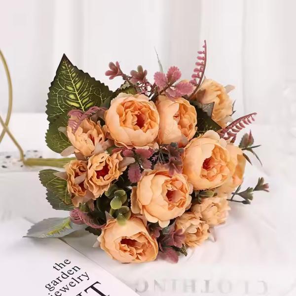Wholesale Wedding Faux Silk Fake Floral Bouquet Plastic Artificial Roses Flowers Balls for Wedding Centerpieces