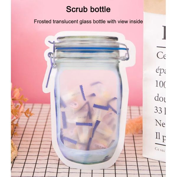OEM Reusable Sealed Mason Bottle Ziplock Bags For Candy Cookies