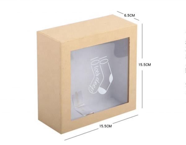 Wholesale Custom Logo Recycled Materials High-end socks pvc gift box with window drawer packaging box