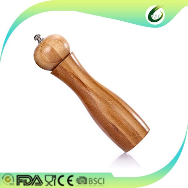 Eco Friendly Manual Bamboo Pepper Mill Antibacterial For Hotel Kitchen