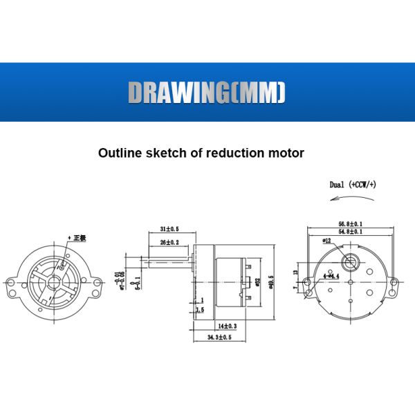 FT-49OGM500-530K DC Gear Motor for Smart Pet Feeder 6V 7.5 RPM