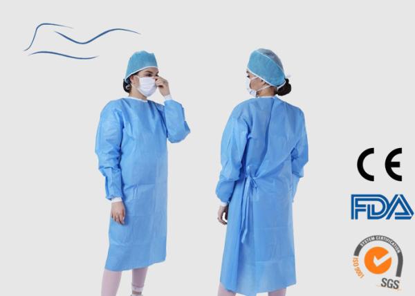 Blue Disposable Surgical Gown Eco Friendly Material CE / ISO Certification