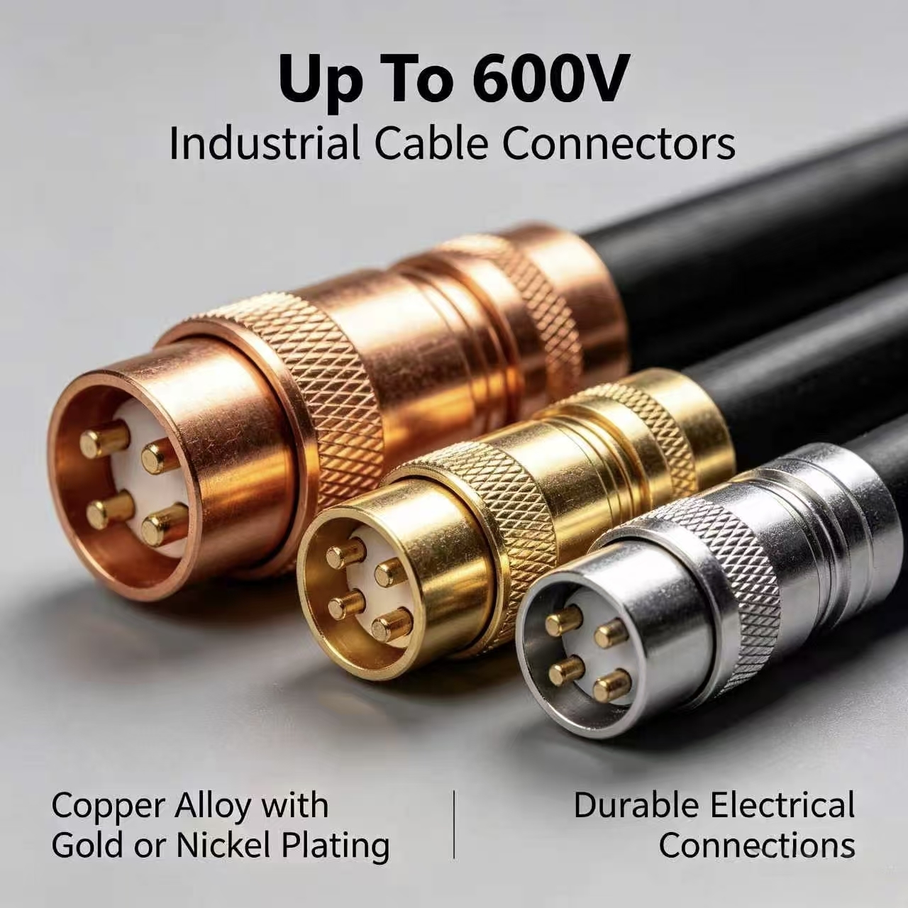 600V Industrial Cable Connectors Gold Nickel Plated Copper Alloy