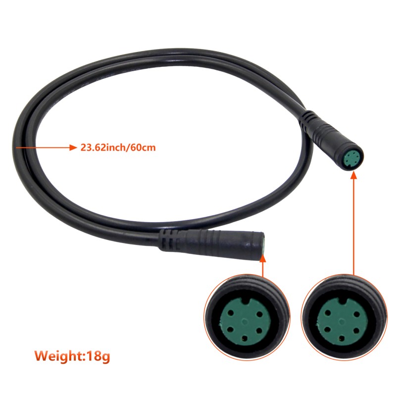 M8 5Pin 60cm Extension Cable Circular Connector with Flame Retardant PVC and 15 A Rated Current for E-BIKE Parts