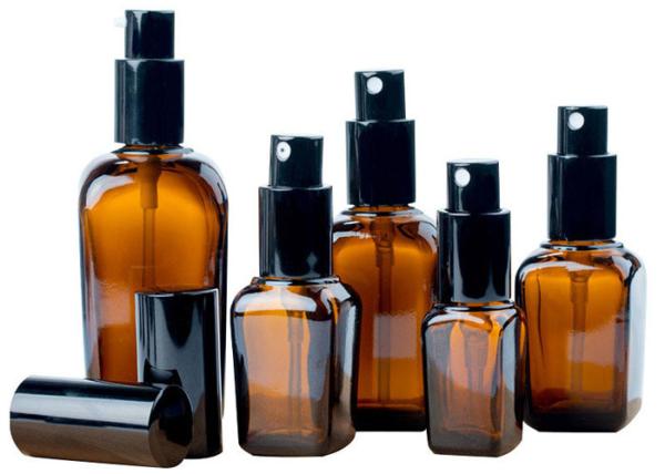Type bouteilles en verre cosmétiques/Amber Cosmetic Jars Square Shape de presse
