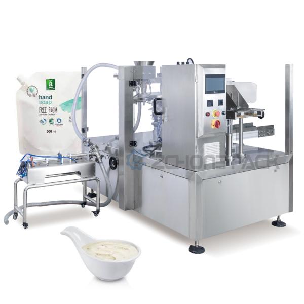 Liquid Packaging Machine: Triangular Bags, Secondary Dosing Liquid Paste Products Equipped with Liquid Pump Ring Feeder
