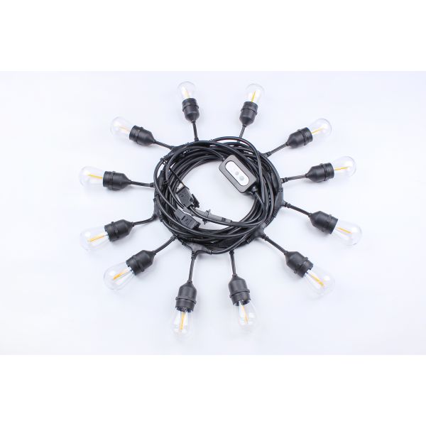 Warm White/Nature White Waterproof Outdoor S14 Edison Bulbs String Lights Connectable Remote Control Shatterproof Festoon Lights