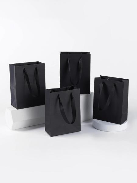 Custom Patterned Black Gift Paper Bag For All Occasions Offset/Flexo Printed