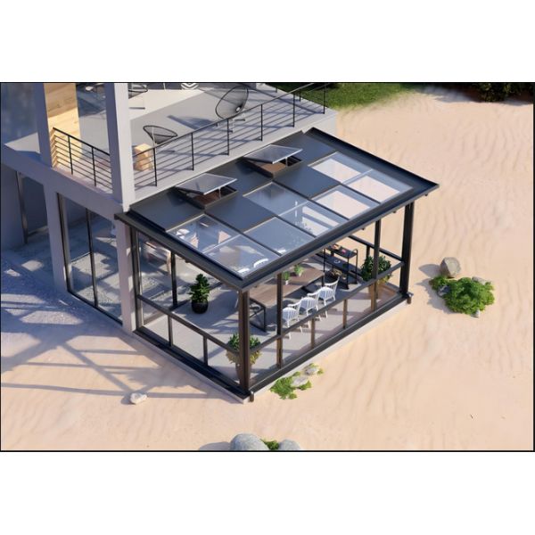 Modern Aluminum Glass Sunroom UV Resistant Indoor Outdoor