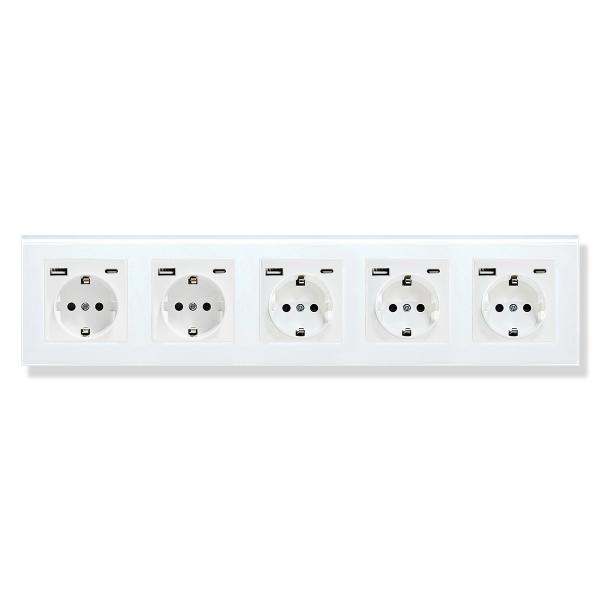 USB Type C Electrical Wall Socket 110Vac - 240Vac Round Box Electrical Power Socket
