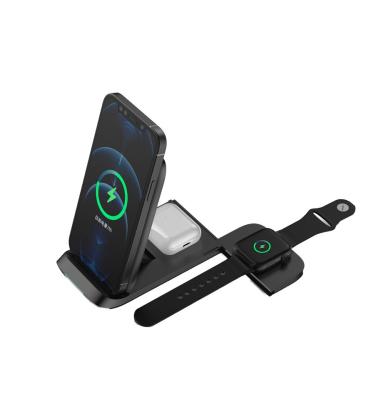 Proteção contra sobrevoltagem Carregador sem fio Qi magnético de 15W para Airpods e telefones de relógio