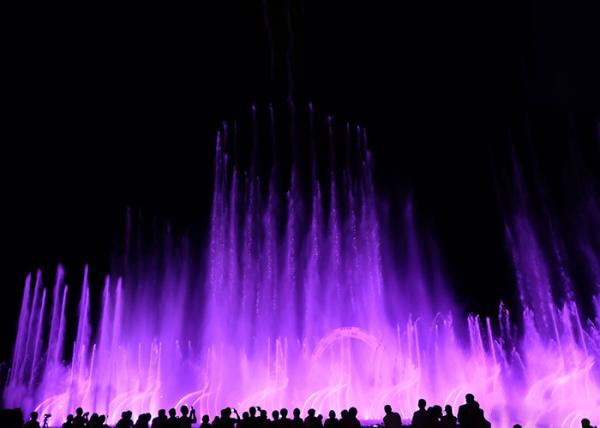 Multi Colored Water Fountain , RGB Led Light Water Feature Large Scale