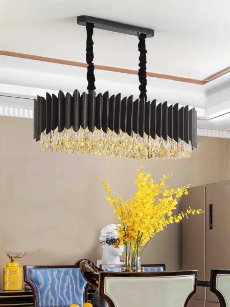 Black Led Chandelier Dining Room Oval Design Creative Kitchen Lamp interior decoration for home(WH-CY-186)
