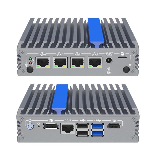 6W TDP 4 Lan Fanless Firewall PC N100 CPU 4K Dual Display Linux Mini PC
