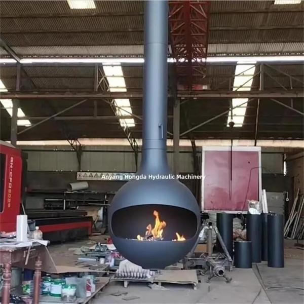 Contemporary Indoor Heaters Orb Rotating Suspended Wood Burning Fireplace