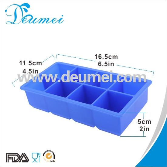 Food Grade Silicone Square Shape Ice Cube Tray with 8 Cavities mold