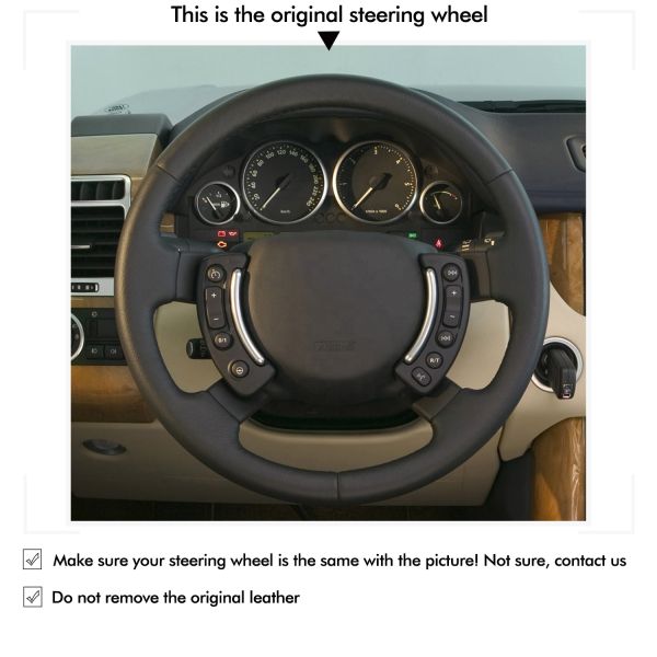 DIY vegan leather steering wheel cover for Land Rover Range Rover III 2002-2005 Vogue III 2006-2012