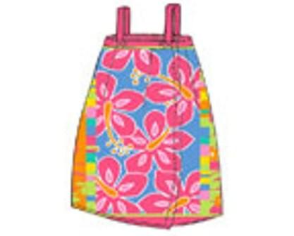 100% cotton terry beach skirt with reactive colorful printing