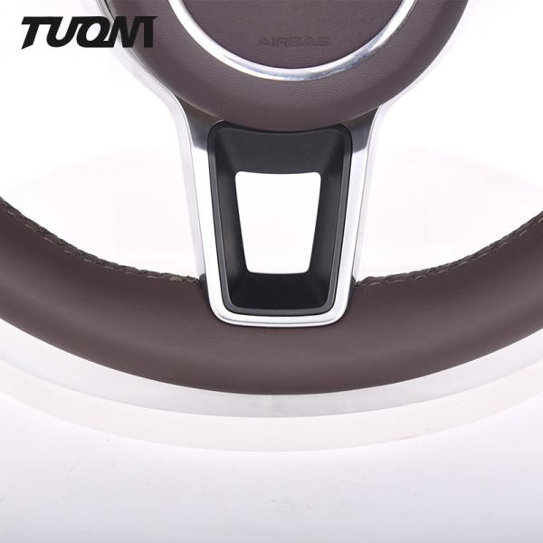 Reddish Brown Full Leather Porsche Carbon Fiber Steering Wheel Gloss With Stripe