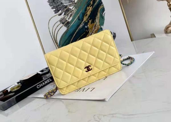 Inclined Shoulder Cowhide 19cm Luxury Brand Wallet With Chain