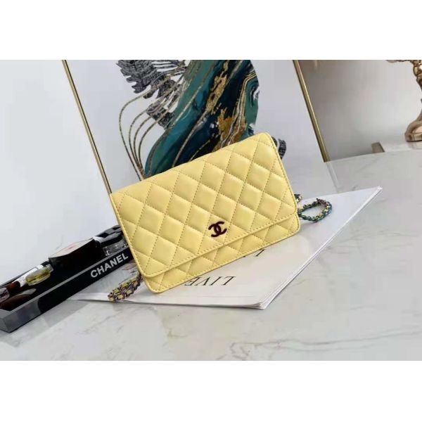 Inclined Shoulder Cowhide 19cm Luxury Brand Wallet With Chain