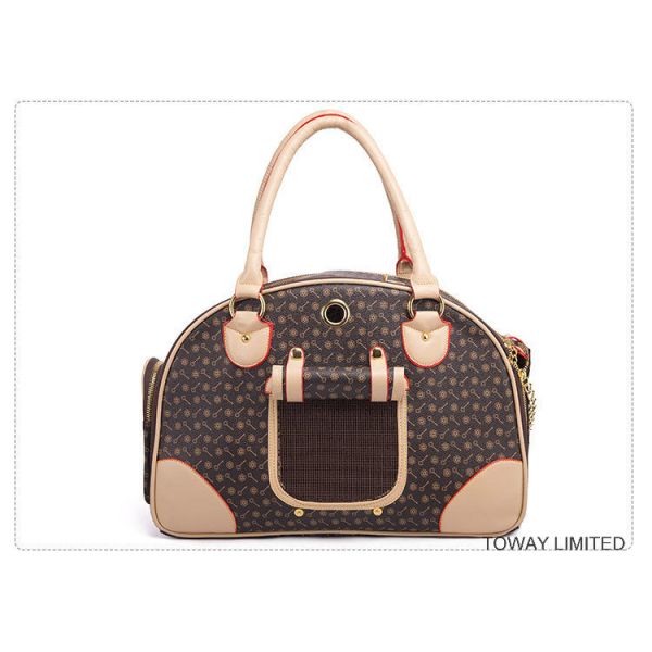 Дизайн Классическая сумка для собак решетка PU Качественные кожаные носители для домашних животных