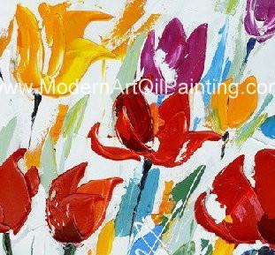 Handmade Modern Art Oil Painting / Floral Oil Painting Wall Art For Coffee Store