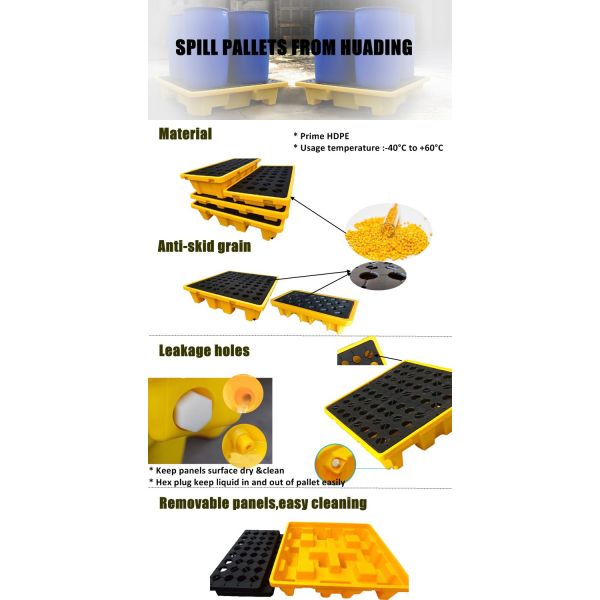 32kg Single Faced Style HUADING Oil Spill Pallet for Two Drums Truck Transportation