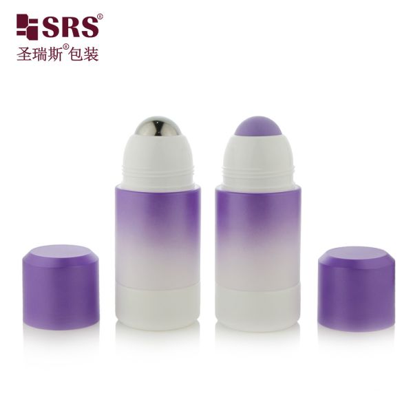 RPPE(P)-75ML factory direct sale Empty Perfume Branding White Purple Gradient Refillable Roll On Bottle With Logo Printing with purple hollow roller ball