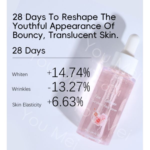 Sérum facial 40ML Double Rose Collagène Hydrolysé Soin de la peau Hydratant Personnalisé