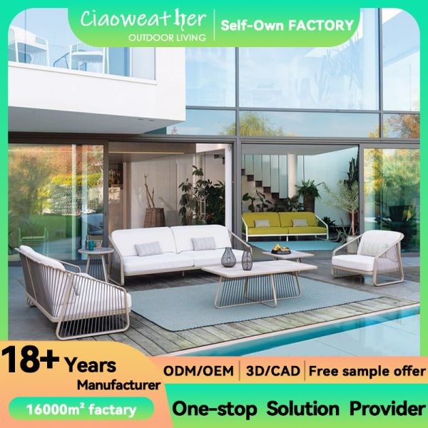 Outdoor Garden Patio Furniture Dining Room Rattan Sectionals Seater Sofas Set Modern Design and Water-Resistant Cushions