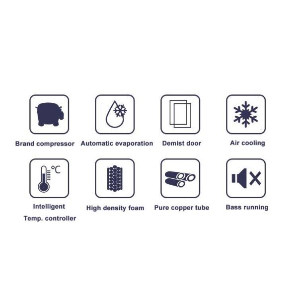 Congelador de porta de vidro visível comercial com 5 prateleiras ajustáveis