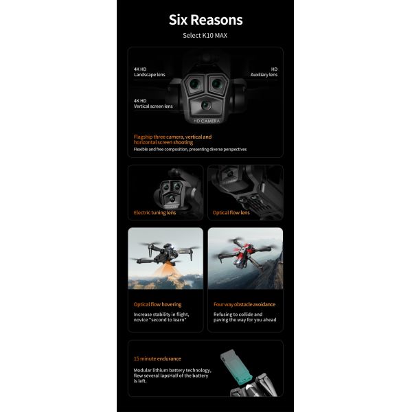 Optical Flow Drone With Triple 4k Camera Wifi Fpv Camera Stabilizer for Beginners Obstacle Avoidance RC Quadcopter 2.4G